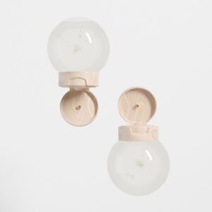 Rounded shape bottle with flipcap mockup, inverted liquid bottle mockup, clear plastic lotion container, Upside Down Squeeze Bottle with wooden cap closure packagings, orbit shape packagings